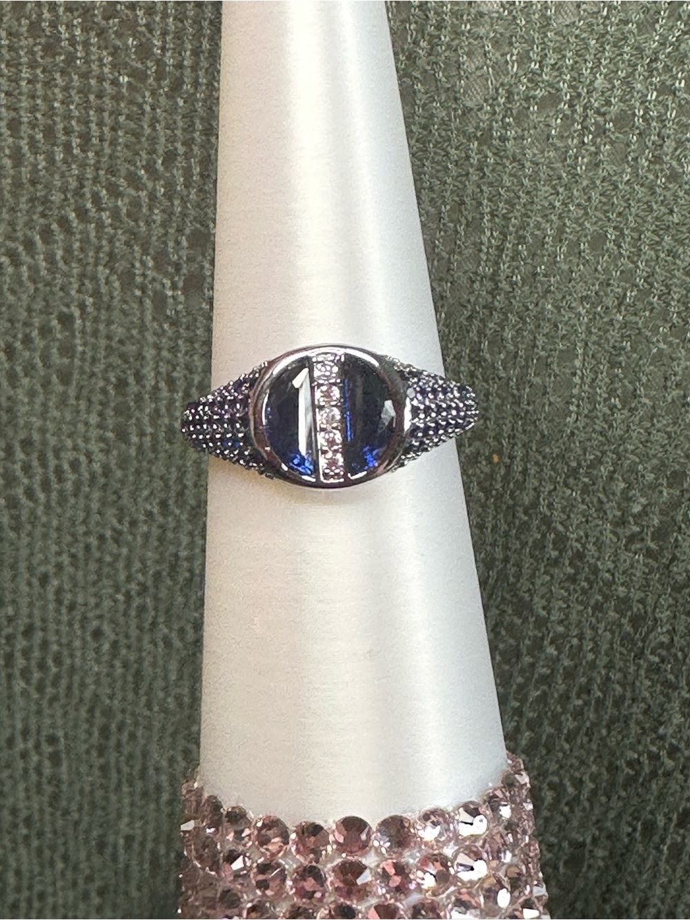 Bomb Party SEPTEMBER 2026 BIRTHDAY "Power Move" Sapphire on Hematite Size 9